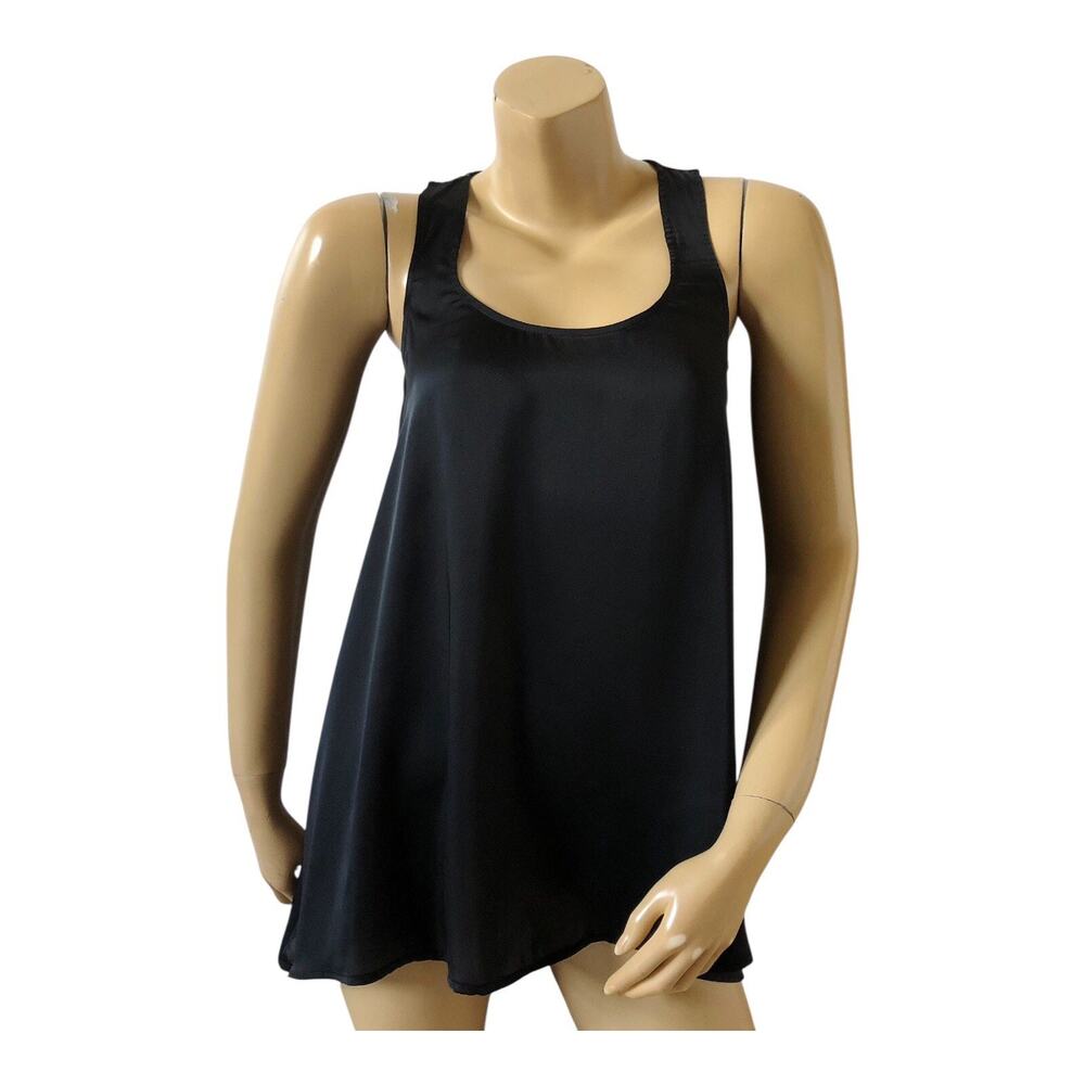 Express Black Lace Back Tank Womens XS Sharkbite Hem Sleeveless Top Lightweight